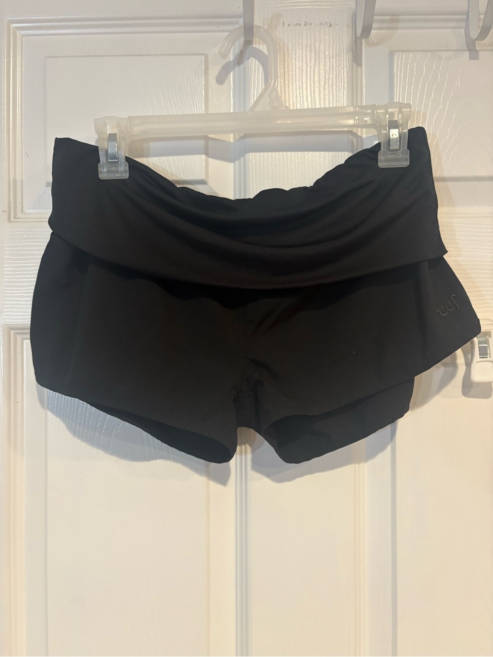 Reef Black Fold-Over Waist Athletic Shorts